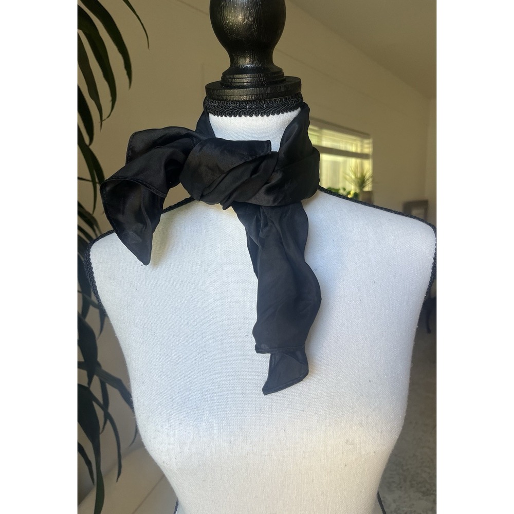 100% Silk Square Scarf 27" Black
